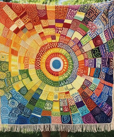 Solar Symphony Designer Throw - Lux Soft Woven Couch Blanket With Artistic Pattern, Lightweight Cotton Blend, Perfect Gift For Home Decor, 50X60, Machine Wash