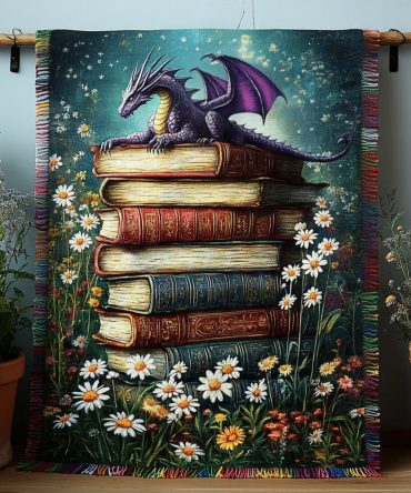 Spellbound Stacks Woven Throw — Enchanting Bookish Sofa Blanket For Readers, Cozy Library Accents & Literary Gifts