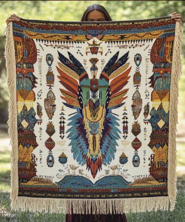 Spirit Of The Earth Woven Throw Blanket - Earth-Toned Boho Sofa Blanket, Natural-Inspired Decorative Woven Throw For Home