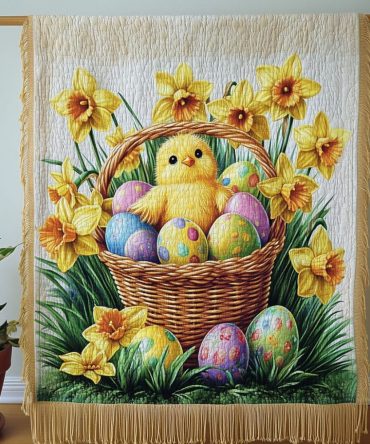 Spring Chick Woven Throw - Cheerful Easter Chick Sofa Blanket, Lightweight Soft Spring Decor For Baby Nursery, Perfect Gift