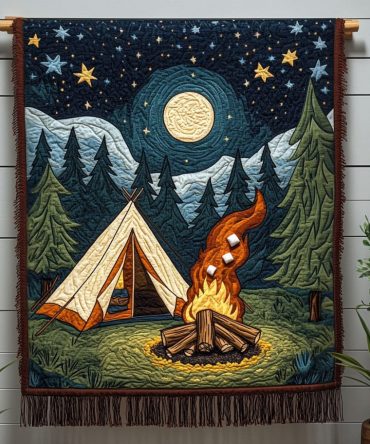 Starry Forest Retreat Woven Throw Blanket - Night Sky & Pine Motif, Soft Cozy Fabric, Perfect For Cabin Escapes & Living Room Layers