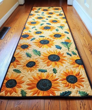 Sunflower Bliss Runner Rug — Bright Floral Hallway Runner, Durable Low-Pile Rug, Stain-Resistant & Machine-Washable For Sunny Décor