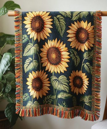 Sunny Serenity Woven Throw — Bright Floral Sofa Blanket, Cheerful Decorative Couch Cover For Light-Filled Living Spaces