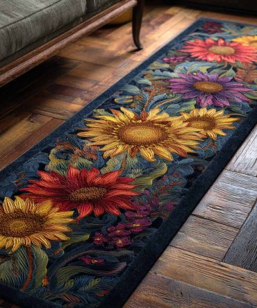 Sunny Burst Runner Rug — Bright Floral Hallway Runner To Energize Entryway & Kitchen, Durable Low-Profile Pile, Fade-Resistant & Easy Clean