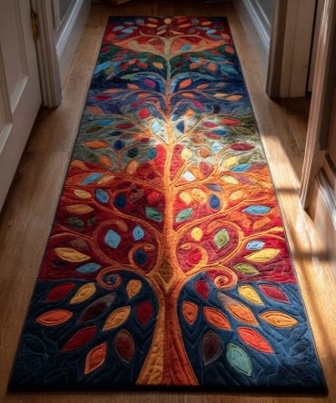 Sunrise Spirit Vibrant Runner Rug — Colorful Sunrise Pattern Hallway Carpet, Fade-Resistant Low-Pile Runner For Bold Entryway Style