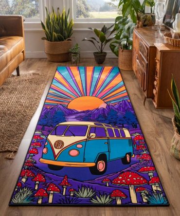 Sunset Ride Vibrant Runner Rug — Warm Gradient Hallway Runner, Fade-Resistant Non-Slip Carpet For Entryway, Kitchen & Staircases