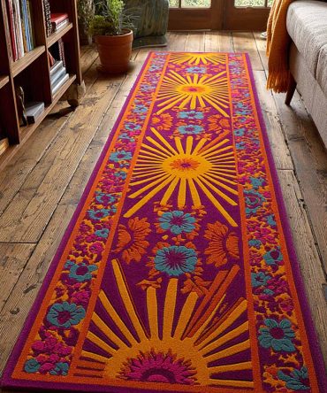 Sunset Trail Runner Rug — Warm Sunset Palette Hallway Runner With Subtle Texture, Durable Low-Pile Design For Halls, Entryways & Staircases