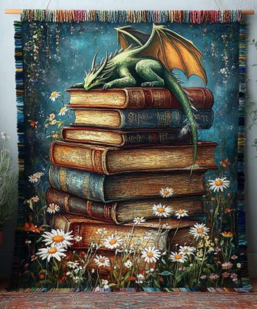 The Book Guardian Woven Throw — Literary-Themed Sofa Blanket, Cozy Booklover Couch Throw For Reading Nooks & Libraries