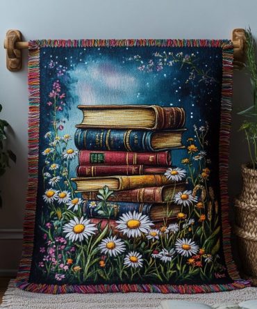 The Book Nook Woven Throw — Cozy Reader’S Sofa Blanket & Decorative Accent For Libraries, Living Rooms, And Quiet Corners