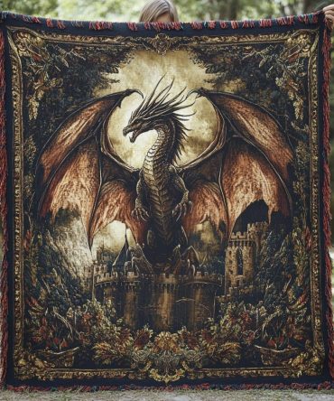 Enchanted Serpent Artisan Woven Throw - Mystical Reversible Blanket For Sofa, Statement Pattern, Soft Cozy Home Accent