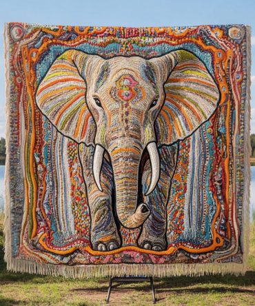 Grand Elephant Trunk Woven Throw Blanket - Oversized Sofa & Couch Blanket With Bold Wildlife Design, Cozy Home Accent