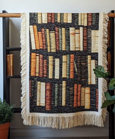 Timeless Bookshelf Woven Throw — Classic Library Style Couch Blanket, Elegant Decorative Accent For Home Libraries & Cozy Living Rooms
