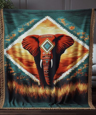 Timeless Herd Safari Jacquard Throw Blanket - Warm Woven Couch Accent, Reversible Animal Motif For Modern Rustic & Kids' Rooms