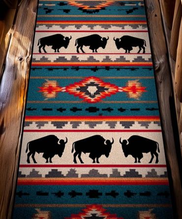 Tribal Herd Decorative Runner Rug — Handcrafted-Look Hallway Runner, Low-Pile Durable Weave, Non-Skid, Fade-Resistant, Machine Washable
