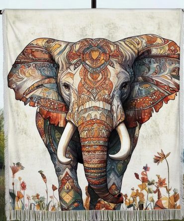 Rustic Elephant Trunk Woven Throw Blanket - Statement Sofa Blanket With Tribal Motif, Cozy Decorative Couch Accent For Living Room