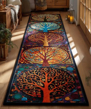 Twilight Bloom Path Runner Rug — Floral Evening-Tone Hallway Runner, Durable Low-Pile Weave, Non-Slip Backing For Stylish Entryways