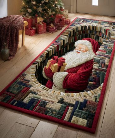 Vault Santa Runner Rug - Festive Santa Claus Hallway Runner, Holiday Entryway Carpet With Durable Low-Pile Surface & Non-Slip Backing