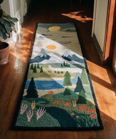 Vibrant Forest Meadow Runner Rug - Lush Green Nature-Inspired Hallway Runner For Entryways & Kitchens
