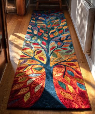 Vibrant Harmony Tree Runner Rug — Colorful Holiday Tree Runner For Entryway, Eye-Catching Seasonal Accent With Durable Construction