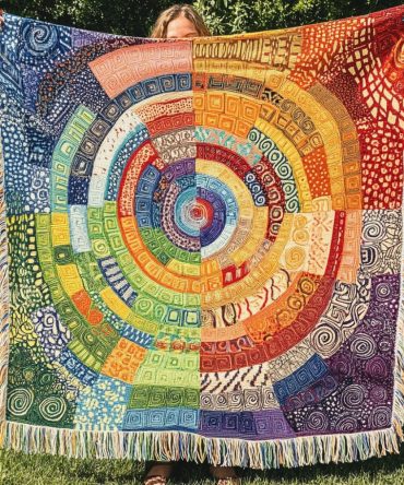 Vibrant Solar Bloom Accent Throw - Bright Floral Woven Blanket For Couch, Colorful Living Room Decor, Soft Lightweight, 50X60, Easy Care