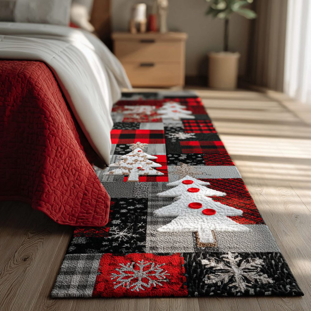Vintage Christmas Tree Runner Rug — Classic Holiday Hallway Carpet With Timeless Tree Motif, Durable Low-Pile & Easy-Clean