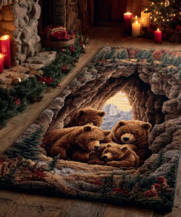 Willow Bear Kids Runner Rug — Cute Nursery & Playroom Hallway Aisle Runner With Friendly Bear Design, Soft Low-Profile & Easy-Care