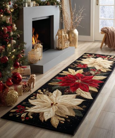 Winter Bloom Floral Runner Rug — Elegant Winter Hallway & Aisle Runner With Bloom Motif, Soft Decorative Accent For Seasonal Styling