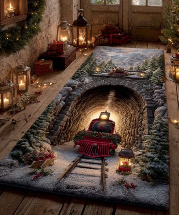 Winter Cave Journey Runner Rug — Cozy Arctic-Themed Hallway & Stair Runner, Durable Seasonal Carpet For Entryway Ambiance