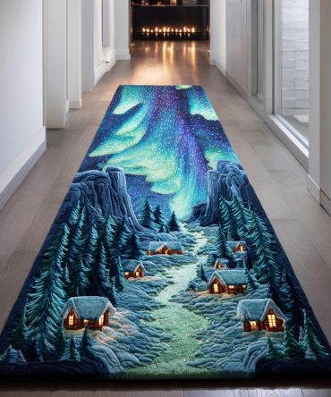 Winter Dream Valley Hallway Runner Rug — Soft Frosted Palette, Low-Pile Durable Runner For Entryway, Cozy Seasonal Accent