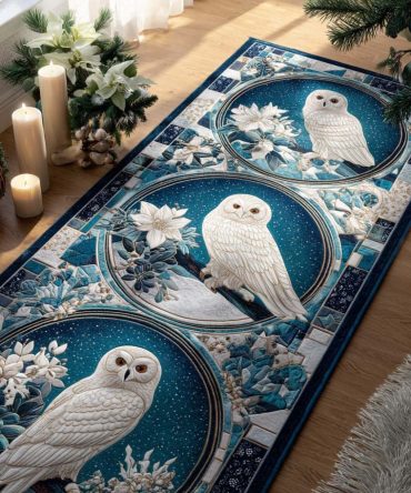 Winter Whisper Runner Rug — Frosted Snowflake Hallway Carpet, Low‑Pile Non‑Slip Seasonal Runner For Entryways & Corridors