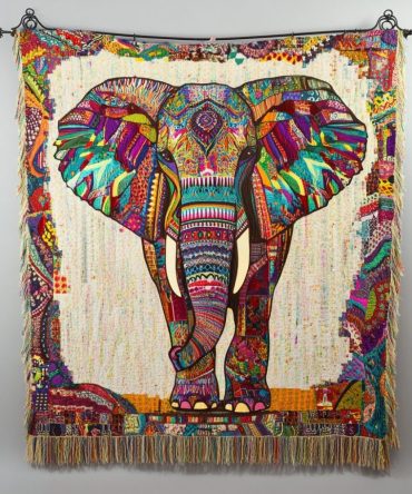 Wise Wanderer Elephant Woven Throw Blanket - Boho Elephant Design Sofa Blanket, Travel-Inspired Cozy Throw For Living Room Decor