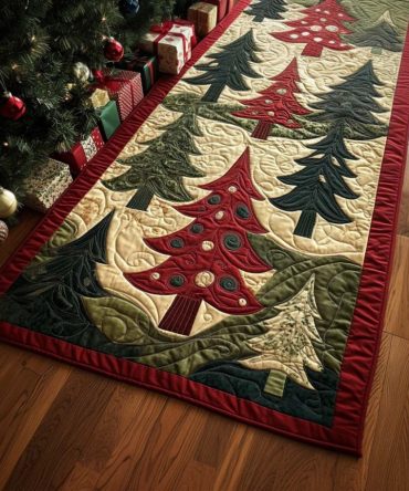 Xmas Sparkle Holiday Runner Rug — Festive Shimmering Hallway Carpet, Low-Pile Seasonal Runner With Vibrant Holiday Pattern