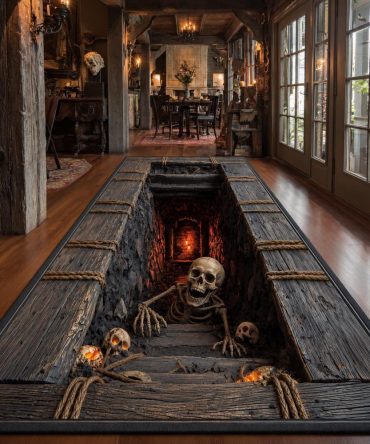 Abyss Crawler Dark Runner Rug — Creeping Monster Hallway Carpet, Horror-Themed Accent With Durable Low-Pile, Fade-Resistant Fibers