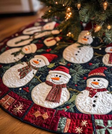 Alpine Joy Quilted Christmas Tree Skirt — Rustic Mountain-Inspired Quilted Tree Skirt For Cozy Cabin & Lodge Holiday Decor