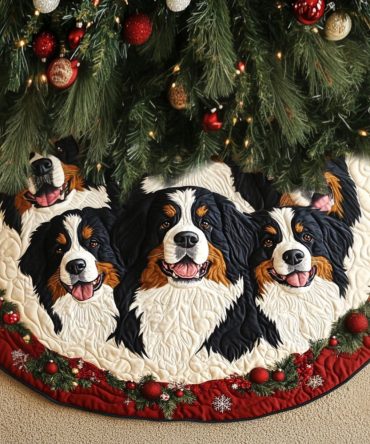 Alpine Ridge Quilted Holiday Tree Skirt — Rugged Elegance Base Cover For Christmas Trees, Textured Quilting For Cozy Winter Style