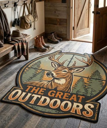 Amber Wilderness Custom-Shaped Area Rug — Warm Autumn Tones, Plush Comfort, Non-Skid Backing, Cozy Cabin & Home Accent
