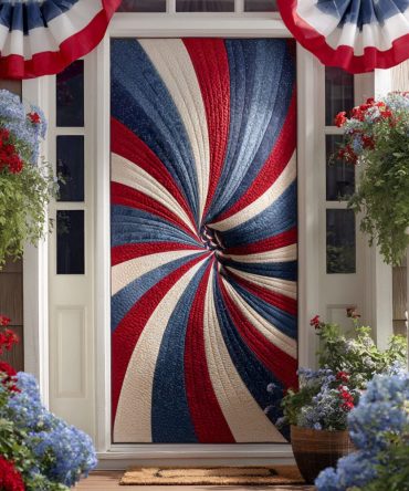 American Compass Quilted Door Cover – Patriotic Nautical Front Door Accent, Durable Quilted Fabric, Weather-Tough, Easy Hang