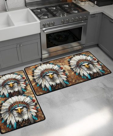Ancestral Wind Kitchen Rug - Earthy Tribal Accent Mat, Non-Slip, Machine Washable, Durable Low-Profile Rug For Rustic & Boho Kitchens