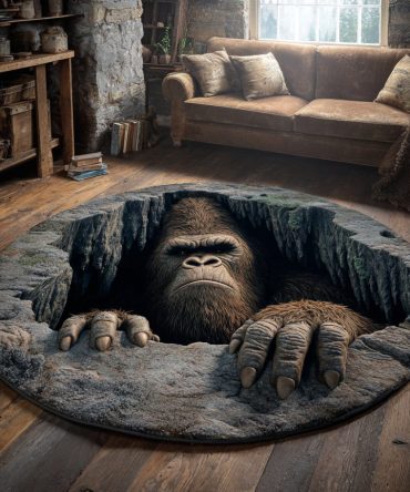 Ancient Bigfoot Heritage Rug — Vintage-Inspired Round Area Rug With Distressed Charm For Living Room, Study Or Cabin, Durable & Slip-Resistant