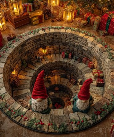 Ancient Gnome Descent Round Rug — Timeless Gnome-Themed Plush Carpet For Entryway, Stairwell Or Cozy Corner, Durable Accent