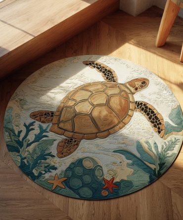 Ancient Journey Round Rug — Ethnic Coastal Pattern Area Rug With Timeless Palette For Living Room & Study