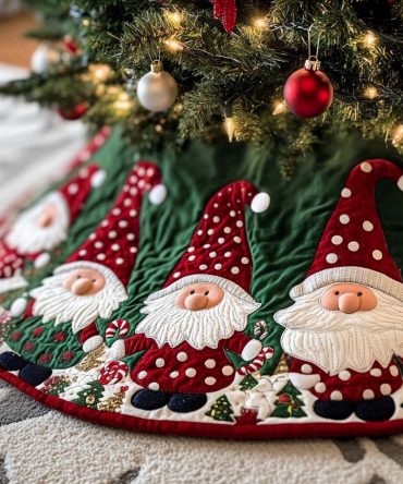 Arctic Amble Quilted Christmas Tree Skirt — Cozy Winter Wonderland Tree Skirt With Snowy Motifs For Serene Holiday Décor