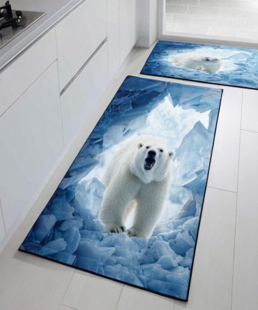 Arctic Wander Kitchen Runner — Explorer-Inspired Non-Slip Rug, Low-Pile Polyester, Machine-Washable, Stain-Resistant & Fade Proof For High Traffic