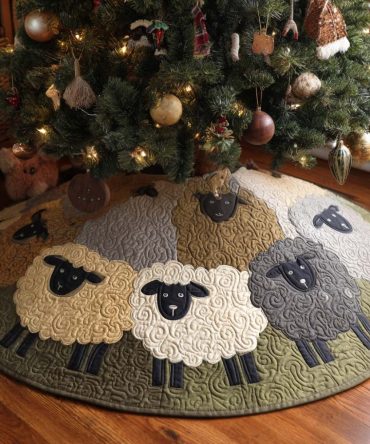Baby Lamb Quilted Christmas Tree Skirt — Adorable Baby Lamb Motif, Lightweight Quilting, Perfect Nursery-Friendly Holiday Accent — Perfect Holiday Gift