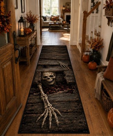 Beneath The Floorboards Runner Rug — Creepy Underfloor Motif Hallway Runner Carpet, Stylish Low-Pile Accent Rug For Entryway