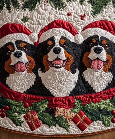 Bernese Guardian Quilted Holiday Tree Skirt — Protective Alpine-Style Base Cover For Christmas Trees, Decorative & Durable