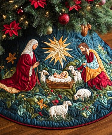 Bethlehem Star Quilted Christmas Tree Skirt – Inspirational Nativity Motif With Refined Quilting For Holiday Display