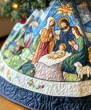 Bethlehem Star Heirloom Quilted Tree Skirt - Nativity Star Design, Fine Stitching, 48-Inch Traditional Christmas Décor, Durable Cotton Backing, Ready For Holiday Gifts