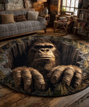 Bigfoot Cavern Sturdy Round Rug — Industrial-Rustic Area Rug For High-Traffic Rooms, Durable Construction, Non-Slip & Low-Maintenance