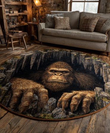 Bigfoot Horizon Wilderness Rug — Round Outdoor-Style Area Rug For Patio, Cabin Or Living Room, Durable, Weather-Resistant & Non-Slip